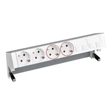 Simon S400 Настольный розеточный блок, 2x2P+E, 2x2P+E UPS, адаптер для 4хRJ45, моноблок, алюминий, Simon 400 | 42602240-133 | Simon