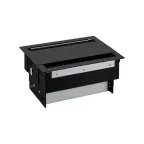 Simon S400 Двухсторонний Врезной розеточный блок с крышкой, ввод щетка, 2x2P+E, 6 пустых модулей, черный, S400 | 46401000-138 | Simon