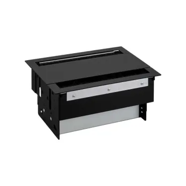 Simon S400 Двухсторонний Врезной розеточный блок с крышкой, ввод щетка, 2x2P+E, 6 пустых модулей, черный, S400 | 46401000-138 | Simon