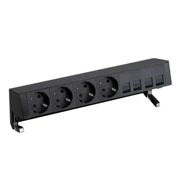 Simon S400 Настольный розеточный блок, 4x2P+E, адаптер для 4хRJ45, моноблок, черный, Simon 400 | 42604040-138 | Simon