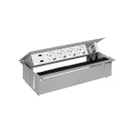 Врезной x6 розеточный блок, щетка, 4x2P+E, 2xUSB з/у, 1 пустой модуль, алюминий, S400 | 44624000-133 | Simon