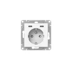                 Эпика Механизм розетки с USB-C - 2шт 16А с заземлением со шторками белый EKF
               
