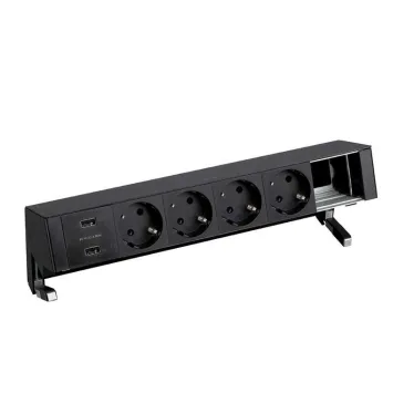 Настольный x6 розеточный блок, 4x2P+E, 2xUSB з/у, 1 пустой модуль, черный, S400 | 42624000-138 | Simon