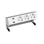 Настольный x4 розеточный блок, 3x2P+E, 2xUSB з/у, алюминий, S400 | 42423000-133 | Simon