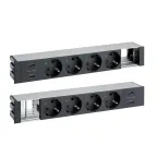 Двухсторонний врезной x12 розеточный блок, планка, 8x2P+E, 4xUSB з/у, 2 пустых модуля, черный, S400 | 47624000-138 | Simon