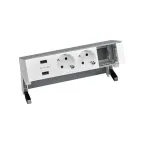 Настольный x4 розеточный блок, 2x2P+E, 2xUSB з/у, 1 пустой модуль, алюминий, S400 | 42422000-133 | Simon