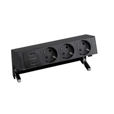 Настольный x4 розеточный блок, 3x2P+E, 2xUSB з/у, черный, S400 | 42423000-138 | Simon