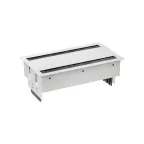                 Simon S400 Двухсторонний Врезной розеточный блок с крышкой, ввод щетка, 8x2P+E, 4 пустых модуля, белый, S400 | 46604000-130 | Simon
               