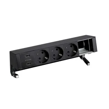 Настольный x5 розеточный блок, 3x2P+E, 2xUSB з/у, 1 пустой модуль, черный, S400 | 42523000-138 | Simon