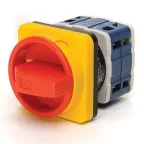                  Переключатель двухпозиционный аварийный 80А (0-1) 90 градусов, 4 полюса, рамка 64х64 мм, 400В AC, IP54
               