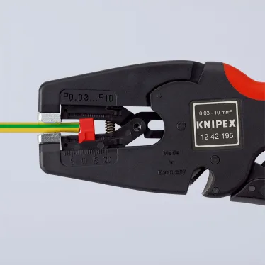 Стриппер автоматический MulTiSTrip 10 зачистка 003-10мм (AWG 32-7) рез кабеля одножильные 6мм многожильные 10мм L-195мм рукоятки с зоной мягкого пластика для надежного хвата