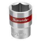 Головка торцевая, 20 мм, 6-гранная, CrV, под квадрат 1/2', хромированная