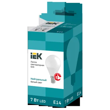 Лампа светодиодная G45 шар 7Вт 230В 4000К E14 IEK