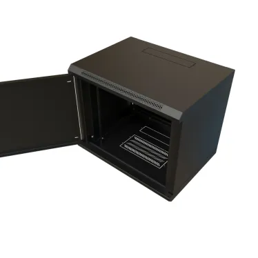 Шкаф настенный 19-дюймовый 19'' 15U 775x600х450мм металлическая передняя дверь с замком черный RAL 9004 Wrline