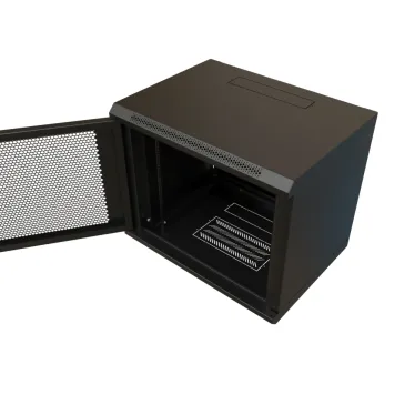 Шкаф настенный 19-дюймовый 19'' 15U 775x600х450мм металлическая передняя дверь с замком черный RAL 9004 Wrline