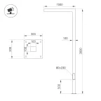 Опора освещения со светильником светодиодным OXOR-STER-G45-1000x100x100-L3000-52W Warm3000 (BK, 230V) IP65 (ARL, Сталь)