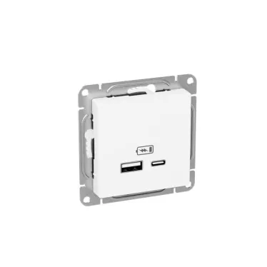 Механизм розетки USB-A+С, белый Эпика EKF