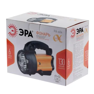 Фонарь прожекторный  PA-604  АЛЬФА 3x1Вт LED SMD, литий 3Ач, сигнал.св., ЗУ 220V+12V, карт] | Б0031035 | ЭРА