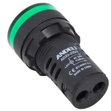 Лампа ad16-22ds led матрица d22 мм зеленый 24в ac/dc