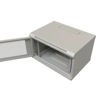 Шкаф настенный 19-дюймовый 19'' 9U 500x600х450мм металлическая передняя дверь с замком серый RAL 7035 Wrline