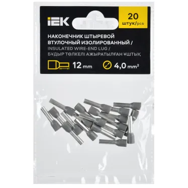Наконечник НШВИ 4,0-12 серый (20шт/упак) IEK