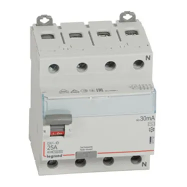 Выключатель дифференциальный (УЗО) DX3-ID 4п 25А 30мА тип AC | 411702 | Legrand