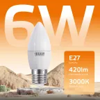                  Лампа светодиодная LED 6 Вт 420 лм 3000К свеча теплый E27 AC 220В Elementary Gauss
               