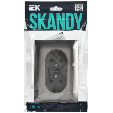 SKANDY Розетка 2-местная без заземления с защитными шторками 10А в сборе SK-R09N никель IEK