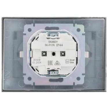 SKANDY Розетка 2-местная и крышкой 16А в сборе IP44 SK-R12N никель IEK