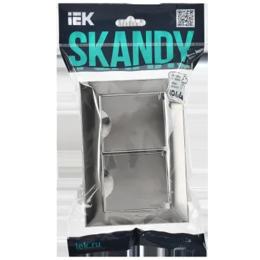 SKANDY Розетка 2-местная и крышкой 16А в сборе IP44 SK-R12N никель IEK