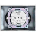 SKANDY Розетка 2-местная с заземлением без защитных шторок 16А в сборе SK-R08N никель IEK