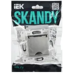 SKANDY Розетка 1-местная с заземлением с защитными шторками и крышкой 16А IP44 SK-R11N никель IEK