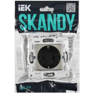 SKANDY Розетка с заземлением с защитными шторками 16А SK-R04N никель IEK