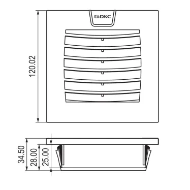 Вентилятор с фильтром ЭМС 24 м3/ч, 115В AC, 120х120 мм, IP54