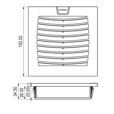 Вентилятор с фильтром ЭМС 100 м3/ч, 115В AC, 152х152 мм, IP54