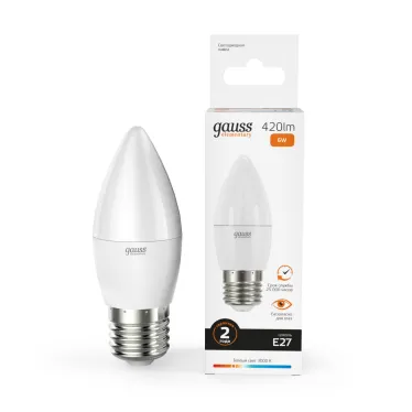 Лампа светодиодная LED 6 Вт 420 лм 3000К свеча теплый E27 AC 220В Elementary Gauss