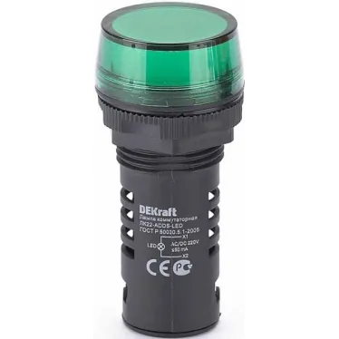Лампа коммутационная ЛК-22 ADDS диам. 22мм LED зеленая 220В AC/DC