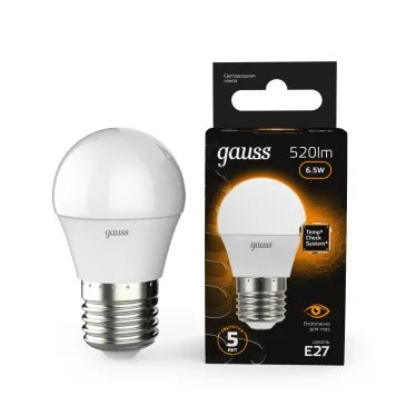 Лампа светодиодная LED 6.5 Вт 520 лм 3000К шар P45 теплый E27 AC 220В Black Gauss