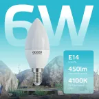 Лампа светодиодная LED 6 Вт 450 лм 4100К свеча нейтральный E14 AC 220В Elementary Gauss