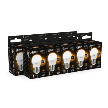 Лампа светодиодная LED 6.5 Вт 520 лм 3000К шар P45 теплый E27 AC 220В Black Gauss