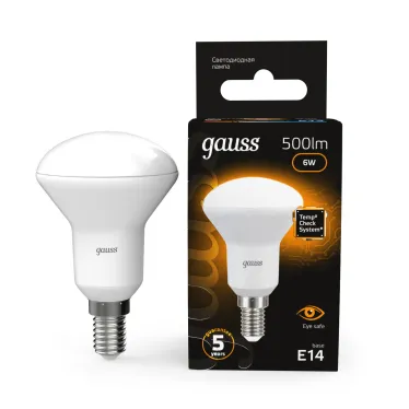 Лампа светодиодная LED 6 Вт 500 лм 3000К грибок R50 теплый E14 AC 220В Black Gauss