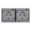 Розетка Эксперт 11-2524-01 2х2P+E гориз. IP55, шторки, 16A-250В, СУ, белый