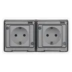 Розетка Эксперт 11-2524-01 2х2P+E гориз. IP55, шторки, 16A-250В, СУ, белый