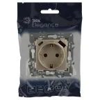 Розетка Elegance 14-4108-04 со шторками, 2P+E 16A-250В, с USB type-A+C 5В-3А, шампань
