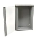Шкаф настенный 19-дюймовый 19'' 18U 908x600х600мм стеклянная дверь с перфорацией ручка с замком серый RAL 7035 WRline''