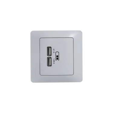 Розетка GLOSSA USB 5В/2100мА 2х5В/1050мА механизм белый