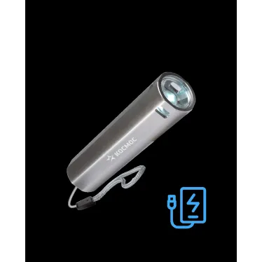 Фонарь ручной аккумуляторный 1Вт LED/линза/Li-ion 18650 1200mAh/Power-bank/ABS-пл/USB-шнур, КОСМОС