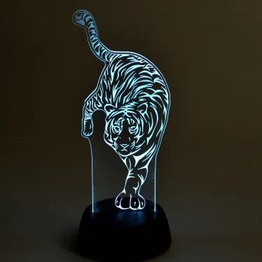 Светильник декоративный ULI-M506 RGB/3AA TIGER/BLACK с эффектом 3D Тигр на батарейках 3AA (не в/к) 1 светодиод RGB свет