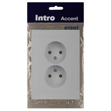 Розетка Intro Accent 6-204-01 2х2P, 16А-250В, IP20, СУ, AL/CU, белый