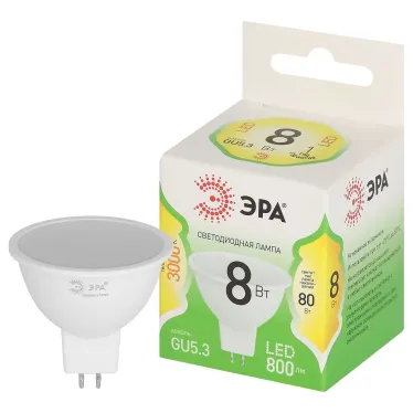 Лампа светодиодная LED 8 Вт 800Лм 3000К MR16-8W-830-GU5.3 GU5.3 софит теплый свет Green Line